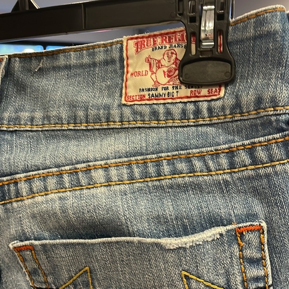 True Religion Sammy Big T Jeans Women’s 27 LIGHT Wash Contrast Stitching Y2K - Picture 3 of 16